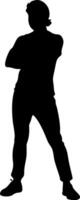 Silhouette of Confident Man with Crossed Arms in Casual Stance for Versatile Design Use vector