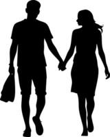 Silhouette of Couple Holding Hands for Romantic Design and Art Projects vector