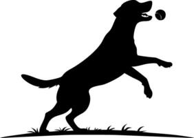 Silhouette of Dog Jumping for Ball in Motion Perfect for Pet Design Projects vector