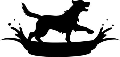 Silhouette of Dog Splashing in Water for Pet Lovers and Designers vector