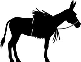 Silhouette of Donkey with Pack Saddle Illustration for Design Projects vector