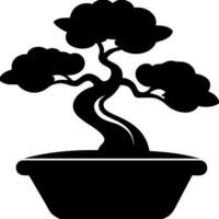 Silhouette of Elegant Bonsai Tree in Pot for Art Prints and Design Projects vector