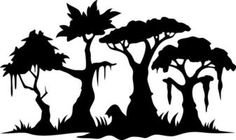 Silhouette of Enchanted Forest Trees for Tattoo and Design Projects vector