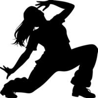 Silhouette of Energetic Dancer in Dynamic Pose Perfect for Dance Studio Logo or Creative Design vector