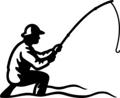 Silhouette of Fisherman Casting Line Illustration for Outdoor Recreation and Design vector