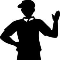 Silhouette of Friendly Chef Waving Gesture for Culinary Design and Decor vector