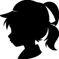Silhouette of Girl with Ponytail Profile for Art and Design Projects vector