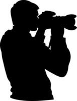 Silhouette of grapher Holding Camera Capturing vector