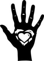 Silhouette of Hand with Heart Symbol Design for Art and Tattoo Concepts vector