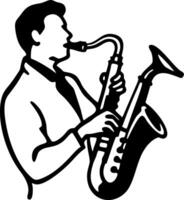 Silhouette of Jazz Musician Playing Saxophone Art for Music Themes vector