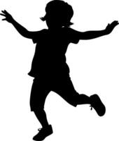Silhouette of Joyful Child Jumping Playful for Design and Art Projects vector