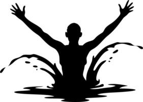 Silhouette of Joyful Person Splashes in Water Embracing Freedom Illustration vector