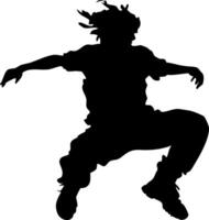 Silhouette of Jumping Dancer in Dynamic Pose for Urban Design and Art Projects vector