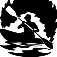 Silhouette of Kayaker Paddling in Calm Waters Illustration vector