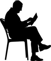 Silhouette of Man Reading in Chairic for Art and Design Projects vector
