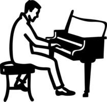 Silhouette of Man Playing Piano Abstract Art for Creative Projects vector