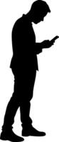 Silhouette of Man Using Smartphone for Technology and Lifestyle Concepts vector