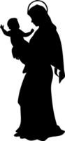 Silhouette of Mother Holding Child Art for Religious Design and Craft Projects vector