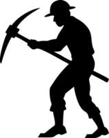 Silhouette of Miner with Pickaxe Illustration for Industrial Design vector
