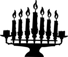 Silhouette of Menorah with Burning Candles for Hanukkah Design vector