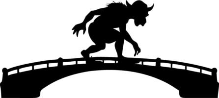 Silhouette of Mythical Creature on Arched Bridge for Fantasy Illustration Projects vector