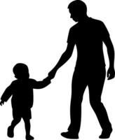 Silhouette of Parent and Child Holding Hands Family Bonding Art for Design Projects vector