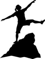 Silhouette of Person Climbing Rock in Dynamic Pose Illustration vector