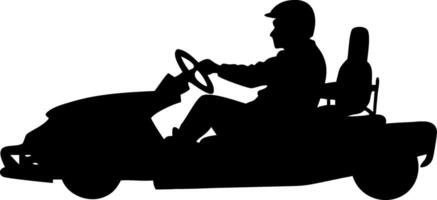 Silhouette of Person Driving Go-Kart for Racing and Recreational Design Use vector