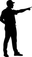 Silhouette of Person Pointing Forward in Casual Attire for Direction Concept vector