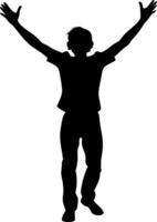Silhouette of Person with Raised Arms Joyful Expression Perfect for Illustrations and Designs vector