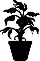 Silhouette of Potted Plant Line Art for Craft and Design Projects vector