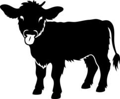 Silhouette of Playful Calf with Tongue Out for Art and Design Projects vector