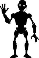 Silhouette of Robot Waving Futuristic Technology Design for Art and Illustrations vector