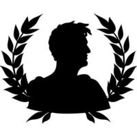 Silhouette of Roman Bust with Laurel Wreath Classic Art for Design Projects vector