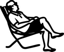 Silhouette of Relaxed Man Sitting in Beach Chair for Leisure and Travel Design vector