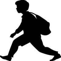 Silhouette of Running Child with Backpack Illustration for Educational Materials vector