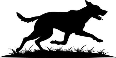 Silhouette of Running Dog on Grass Illustration for Art and Design Projects vector