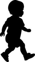 Silhouette of Running Toddler Illustration for Nursery Decor and Design Projects vector