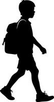 Silhouette of Schoolboy Walking with Backpack Art for Educational Design vector