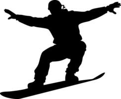 Silhouette of Snowboarder Jumping Extreme Sports for Design and Prints vector