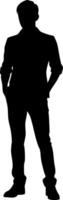 Silhouette of Stylish Man Standing Confidently in Casual Attire for Art and Design vector