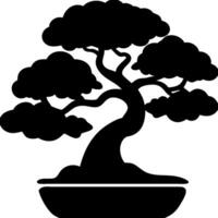 Silhouette of Stylized Bonsai Tree for Art and Design Projects vector
