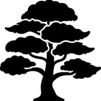 Silhouette of Stylized Bonsai Tree for Art Design and Tattoo Applications vector