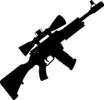 Silhouette of Tactical Rifle with Scope Art for Design Projects vector