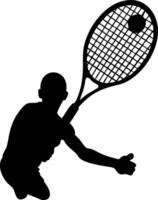 Silhouette of Tennis Player in Action with Racket and Ball Perfect for Sports Art vector