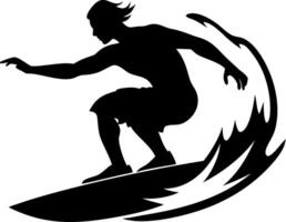 Silhouette of Surfer Riding Wave Illustration for Art and Design Projects vector
