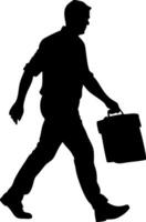 Silhouette of Walking Man Carrying Toolbox Illustration vector