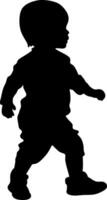 Silhouette of Walking Toddler Boy for Art and Design Use vector