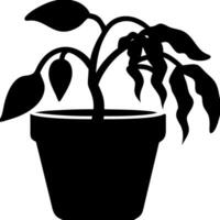 Silhouette of Wilted Potted Plant for Gardening and Design Use vector