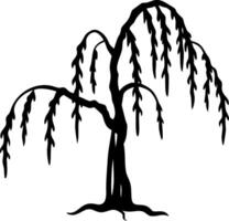Silhouette of Weeping Willow Tree for Nature Illustrations and Designs vector